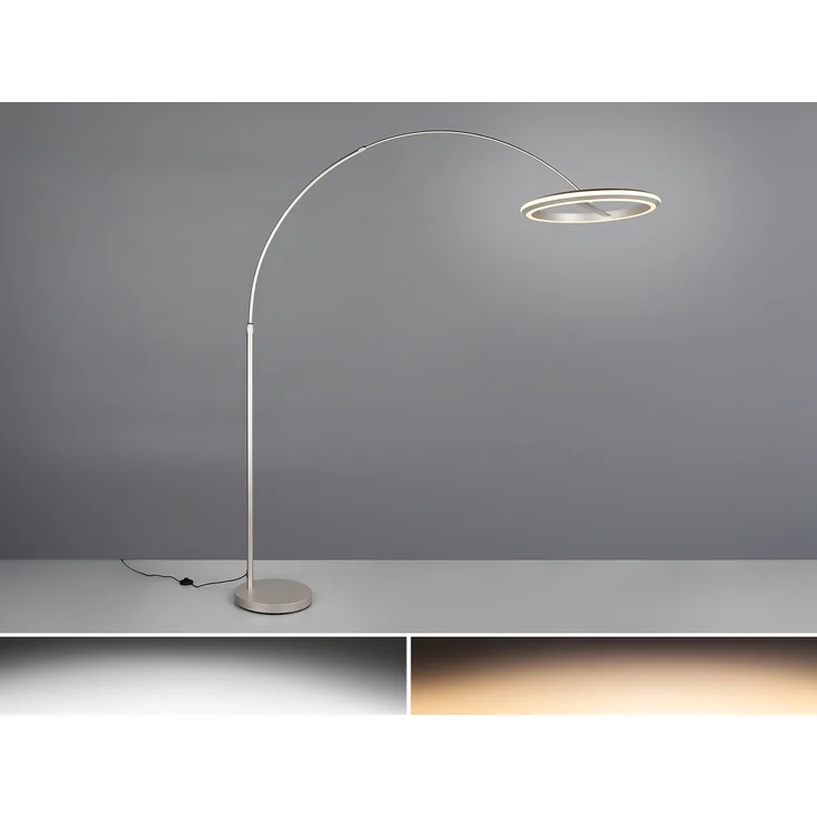 Große LED Bogenlampe AMADOR dimmbar aus Metall Silber, Höhe 205cm – Bild 3