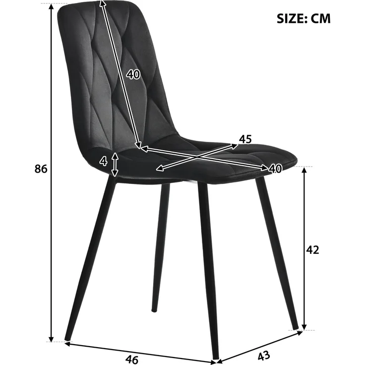 Sechseckiger Esstisch 115.5×100 cm mit 4 Samtstühlen, modernes Esszimmer-Set, ergonomisch, MDF Tischplatte, Metallgestell – Bild 9