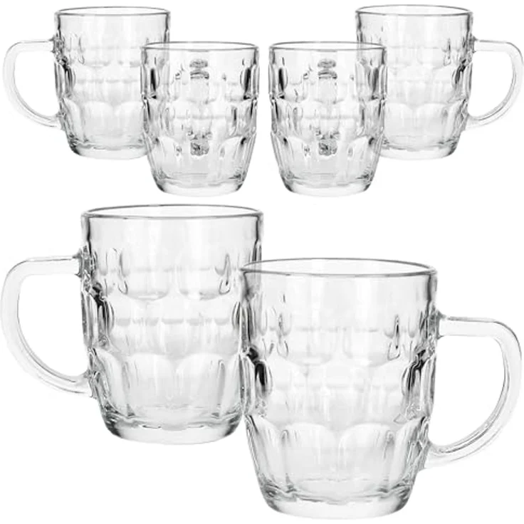 MamboCat Bierglas 6x Dublin Bierkrug 400ml mit Relief & Henkel Bierhumpen klar 0,4L, Glas – Bild 2