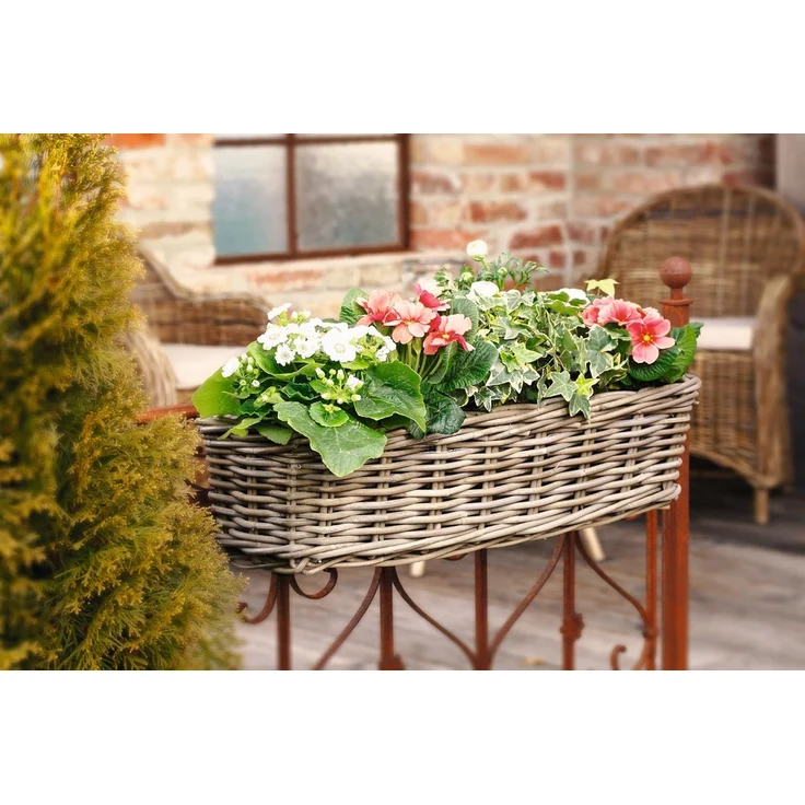 Balkonpflanzer Rattan groß Blumenkasten Pflanzkorb Pflanzschale Blumentopf – Bild 5