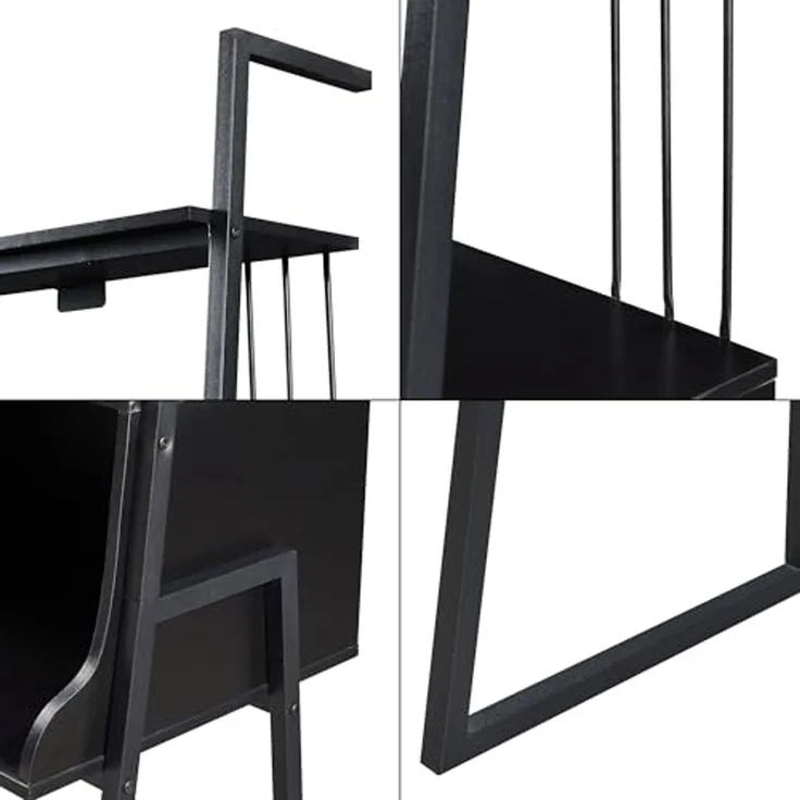 Schreibtisch Storfjord mit Leiterregal 184x80x40cm Schwarz [en. casa] – Bild 7