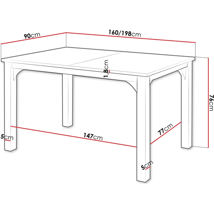 Esstisch Fagab 160 (Farbe: Schwarz / Eiche Craft Gold) – Bild 5