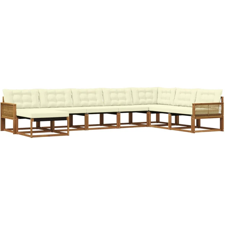 vidaXL Outdoor-Sofagarnitur mit Kissen 8 pcs Natur und Creme 3381618 – Bild 2