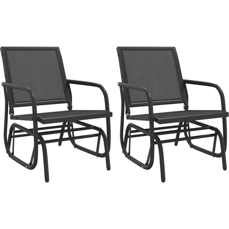 vidaXL Garten-Schaukelstühle 2 Stk. Schwarz 61x76x87cm Textilene Stahl 362712 – Bild 2