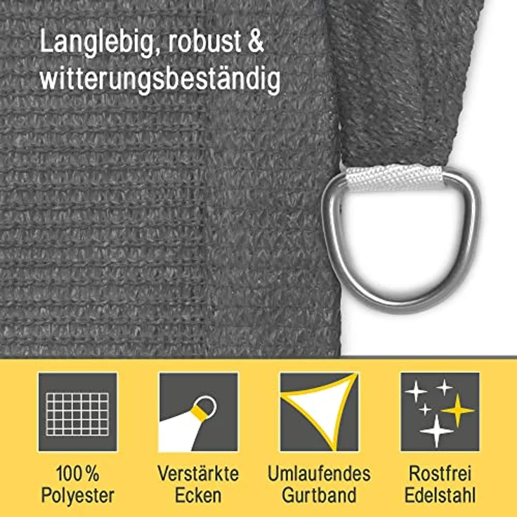 Sol Royal SolVision HS9 - Sonnensegel dreieckig 7 x 7 x 7 m HDPE Atmungsaktiv & UV Schutz Sonnenschutz für Terrasse, Balkon, Pool und Garten – Sonnensegel 700 x 700 x 700 cm Schattennetz Anthrazit – Bild 5
