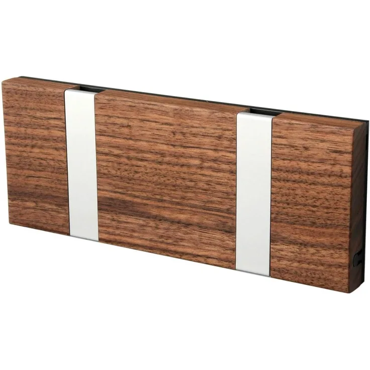 LoCa Garderobe Knax 2 Walnuss (geölt) mit Alu Haken klappbar Länge 19,8 cm