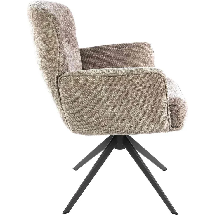 Armstuhl Azora 2er-Set mit Drehfunktion mit Chenille-Bezug, Sand – Bild 4