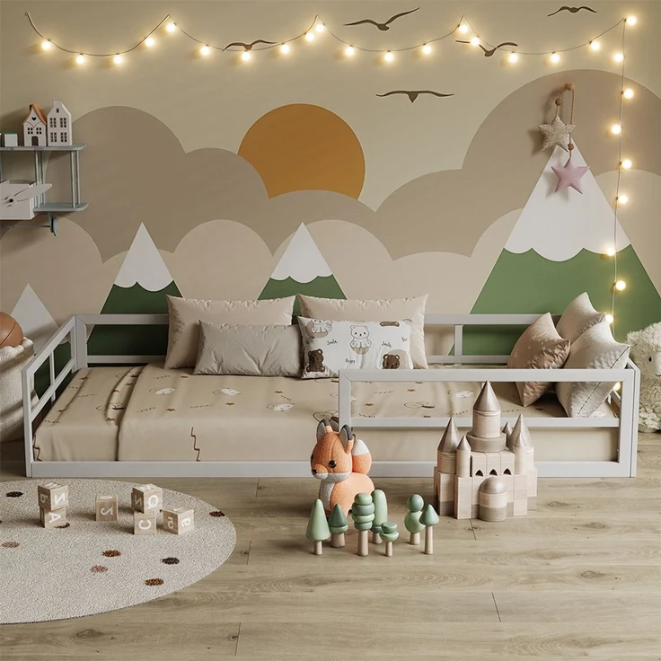 Bodenbett aus Metall Minno Weiß 90x200 mit Matratze Vitalispa – Bild 6