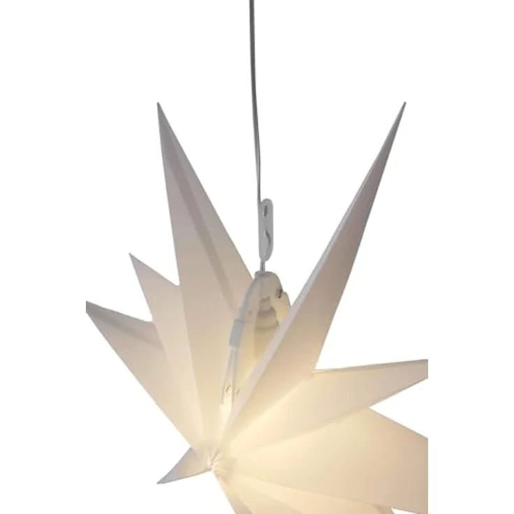 Gartenpirat 2D Leuchtender Weihnachtsstern weiß Ø 50 cm mit 11 Zacken Timer-Funktion Faltstern mit LED-Birne warmweiß Weihnachtsdeko außen innen – Bild 4