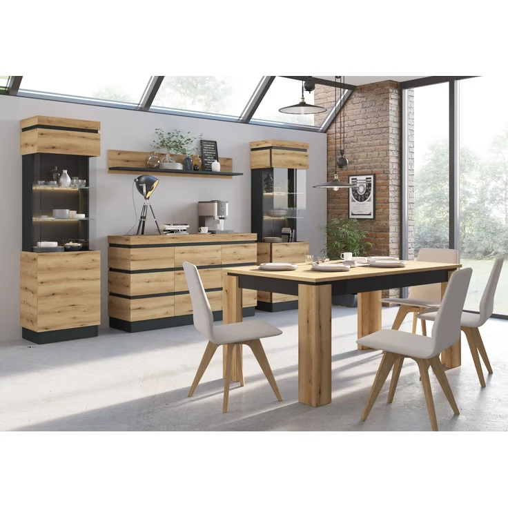 Kulissentisch >CORTE< ausziehbar bis 200cm, Coast Evoke Eiche Dekor - 160(200)x76,8x90cm (BxHxT) – Bild 3