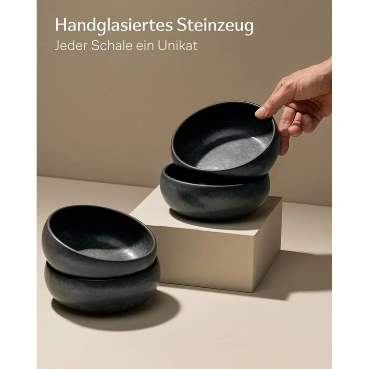 Cosumy Schüssel "Cosumy, Lune, Tiefe Teller Set 4 St. Ø16 cm", Steingut, (4er Set, 4-tlg), Reaktive Glasur, Handgefertigt, Jedes Stück ein Unikat – Bild 2