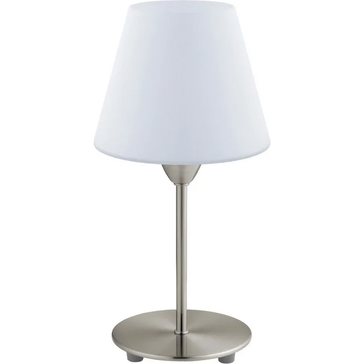 Eglo 95785 Tischleuchte Damasco 1 Stahl nickel-matt, Glas opal-matt weiß 1X60W H:30cm Ø14,5cm mit Kabelschalter