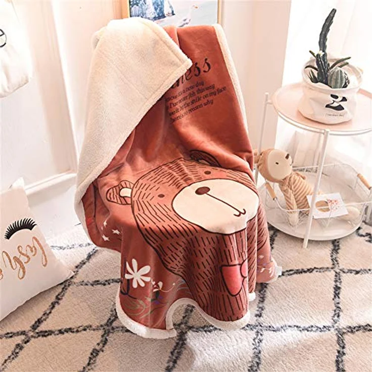Fansu Doppelte Verdickung Babydecke/Kinderdecke Babys Flanell Kuschlige Sehr Weiche Decke für Babybett/Kinderwagen Neugeborenes Geschenk (100x140cm,Braunbär) – Bild 1