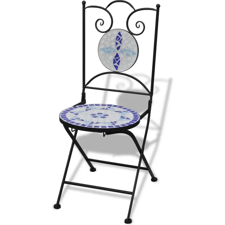 vidaXL Bistrostühle Klappbar 2 Stk. Keramik Blau und Weiß 41531