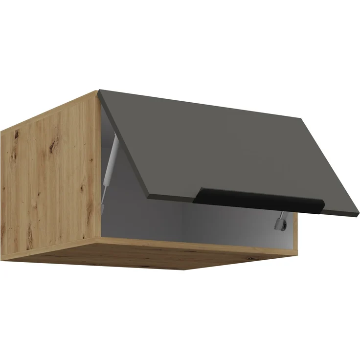 Küchen Aufsatzschrank 60 cm ARIA Graphite ultra matt + Eiche Artisan matt, hochwertige Fronten mit Anti Fingerprint Beschichtung Küchenzeile Küchenblock – Bild 3
