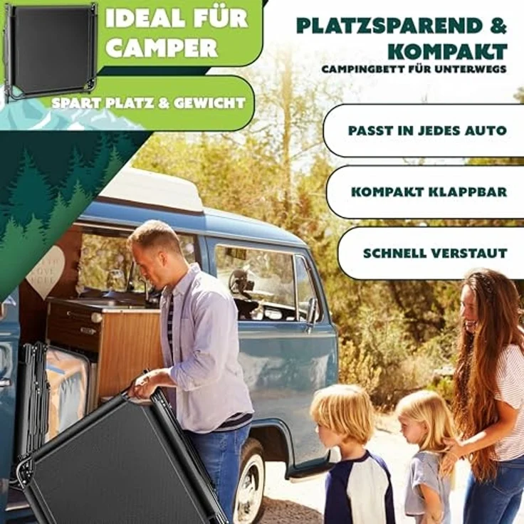 KESSER® Campingbett klappbar mit Tragetasche, Nackenkissen, Vakuumtasche & Getränkehalter, 190 x 68 x 30 cm bis 250 kg belastbar, aus Oxford-Gewebe und stabilem Stahlgerüst, ideal für Garten Camping Orange / Schwarz – Bild 7