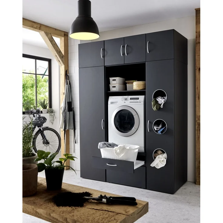 Wäscheschrank >MRK Multiraumkonzept< in GRAPHIT - 40x185x68cm (BxHxT) – Bild 2