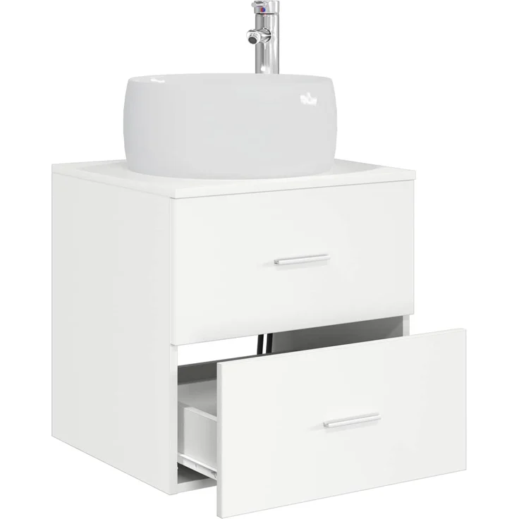 vidaXL Wandmontierter Waschbeckenunterschrank Weiß 49,5 x 44,5 x 80 cm 890310 – Bild 3