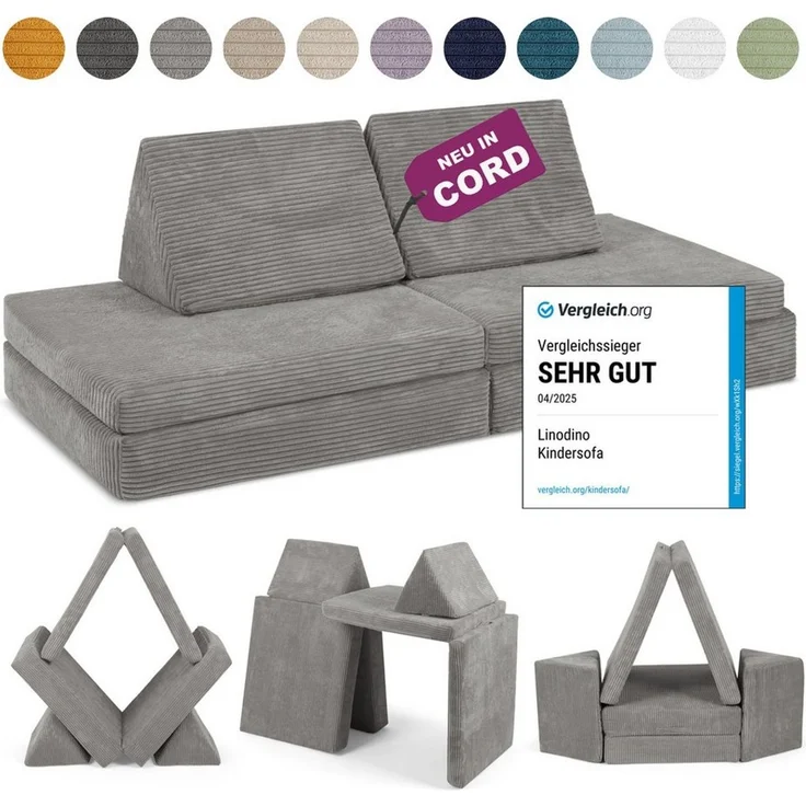Linodino Kindersofa Spielsofa I aus Schaumstoff Bausteine I Spielcouch für Kinder, 3 Jahre Garantie – Bild 1