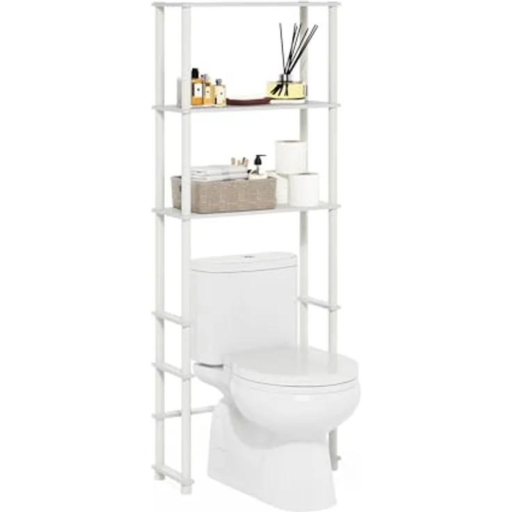 Furinno Turn-N-Tube WC-Platzsparer mit 3 Regalen, Weiß/Weiß – Bild 2