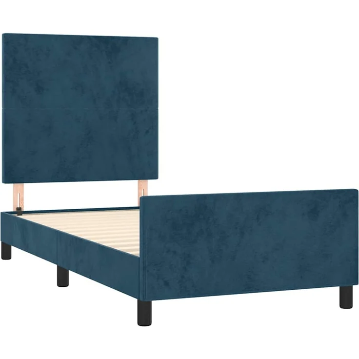 Einzelbettgestell Design für Erwachsene ohne Matratze Dunkelblau 80x200 cm Samt d4387e – Bild 4