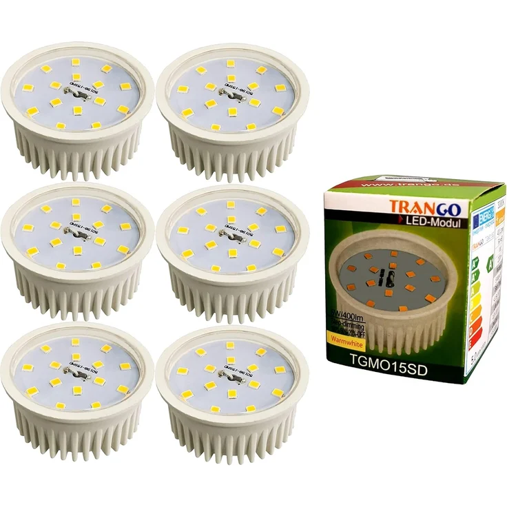 TRANGO LED Einbauleuchte, 3 Stufen dimmbar, 6er Set 6736S-06MOSD *BLACK CRYSTAL* LED Deckenstrahler aus schwarzem handgeschliffenem Glas & Alu inkl. 6x 3-Stufen dimmbar Ultra Flach LED Modul, 3000K warmweiß, Einbauspot, Deckenleuchte – Bild 8