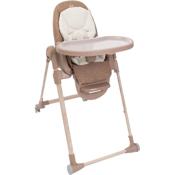 Chicco Polly Armonia Kinderhochstuhl für Babys von Geburt bis 40 kg, 9 Höhenstufen, foldable, klappbar, verstellbarer Fußstütze, Hochstuhl 3in1, Kompakt verstaubar, 4 Räder,mit neugeborenaufsatz