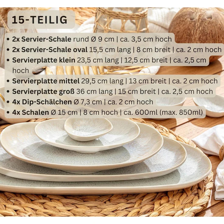 SÄNGER Steingut Servierplatten Set Korfu 15 teilig – Bild 2