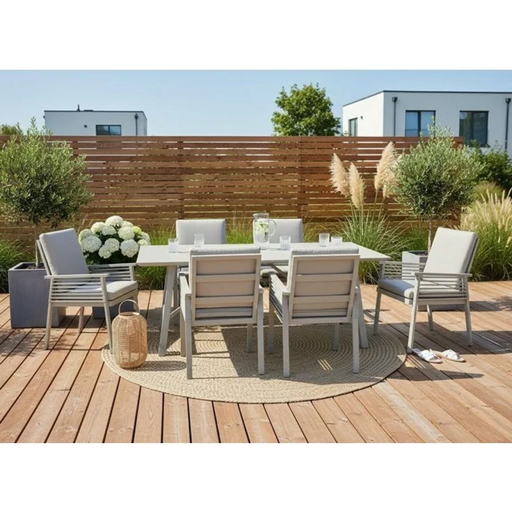KONIFERA Garten-Essgruppe Edessa, TOPSELLER!, (Set, 19-tlg, 6x Sessel, 6x Sitzauflagen, 6x Rückenauflagen,1x Tisch), bestehend aus 6 Sesseln mit Auflagen, 1 Tisch – Bild 2