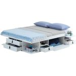 Funktionsbett Bali 140x190 Weiß - Schrankbett mit viel Stauraum u. Schubladen, optimal für kleine Schlafzimmer - Bett mit Aufbewahrung aus MDF Weiss lackiert – Schubladenbett inkl Lattenrost
