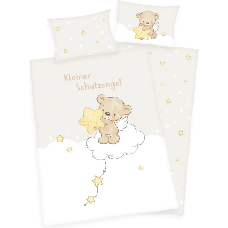 Herding Flanell Kleiner Schutzengel Flanell Bettwäsche Made in Green Bettbezug 100x135 cm Kopfkissenbezug 40x60 cm