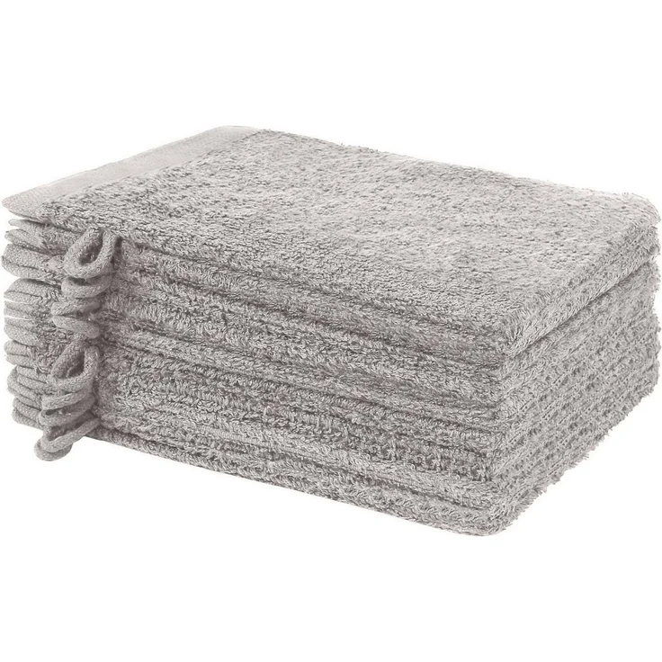 NatureMark Waschhandschuh 10er-Set Frottier Waschhandschuhe, 100% Baumwolle (10-St), Premium Frottier Waschhandschuhe, 15x21cm, Silber grau