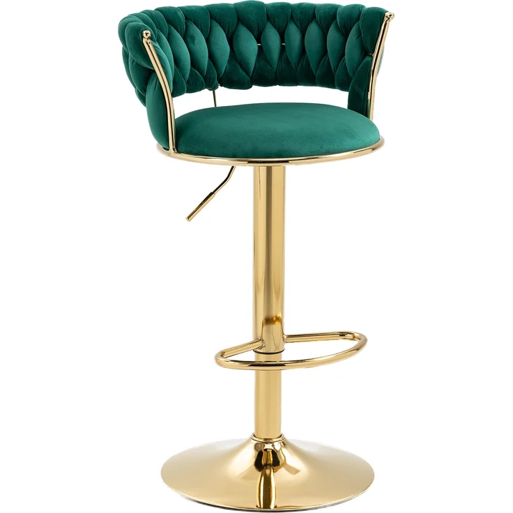 LVHOM Barhocker 2er Set, goldene Stuhlbeine, moderne Samt-Hochstuhl/Barstühle, mit runden Rückenlehne & Fußstütze, 360° drehbar, Höhenverstellbar – Bild 9