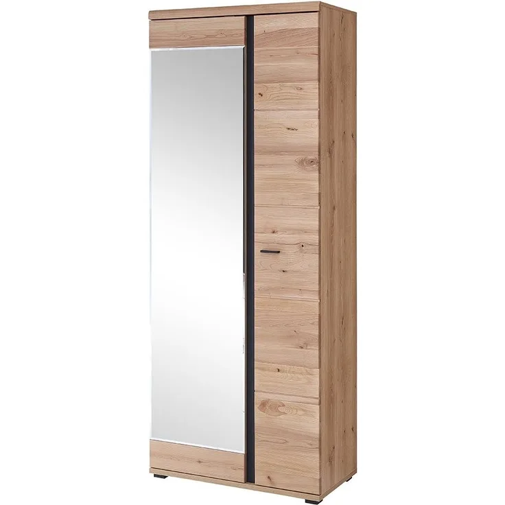 Garderobenschrank Sonos, Echtholz, Glas, Holzwerkstoff, Holzfarben, 80 x 203 x 40 cm