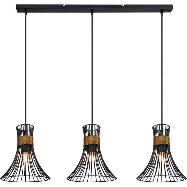 RGB LED Hängeleuchte, Stäbe, schwarz-gold, H 120 cm – Bild 6