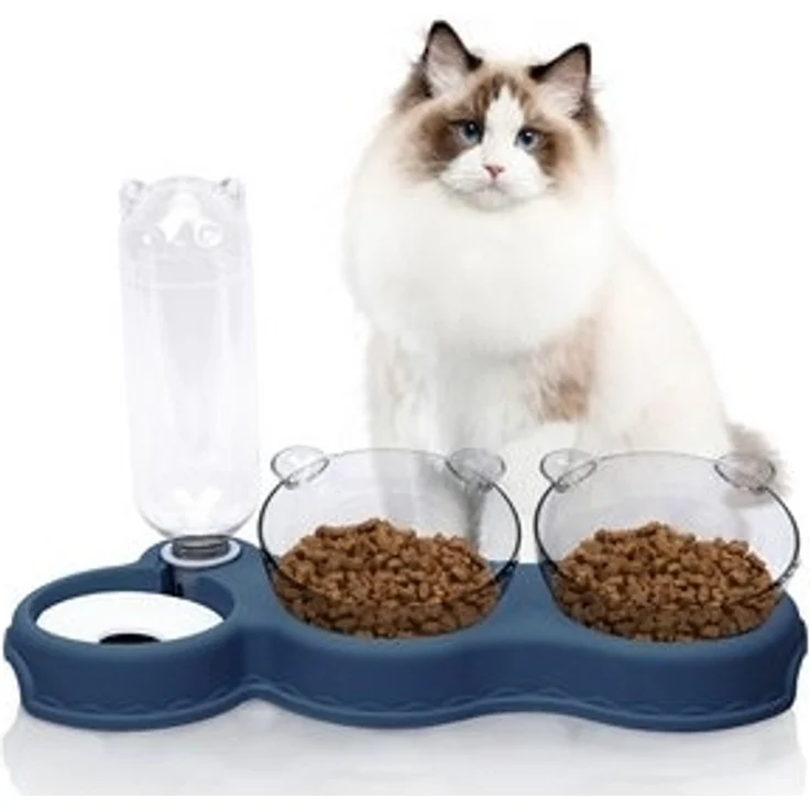 OSTWOLKE Futternapf Katzennapf 15° Kippbare Fressnapf 3 in 1 Katzen Napfset Futterstation, Kunststoff, für Katzen und Kleine Hunde – Bild 6