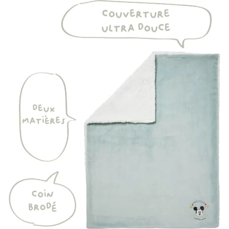 Babycalin - Decke aus 2 Materialien, Micky Maus, 75 x 100 cm. Babycalin – Bild 2