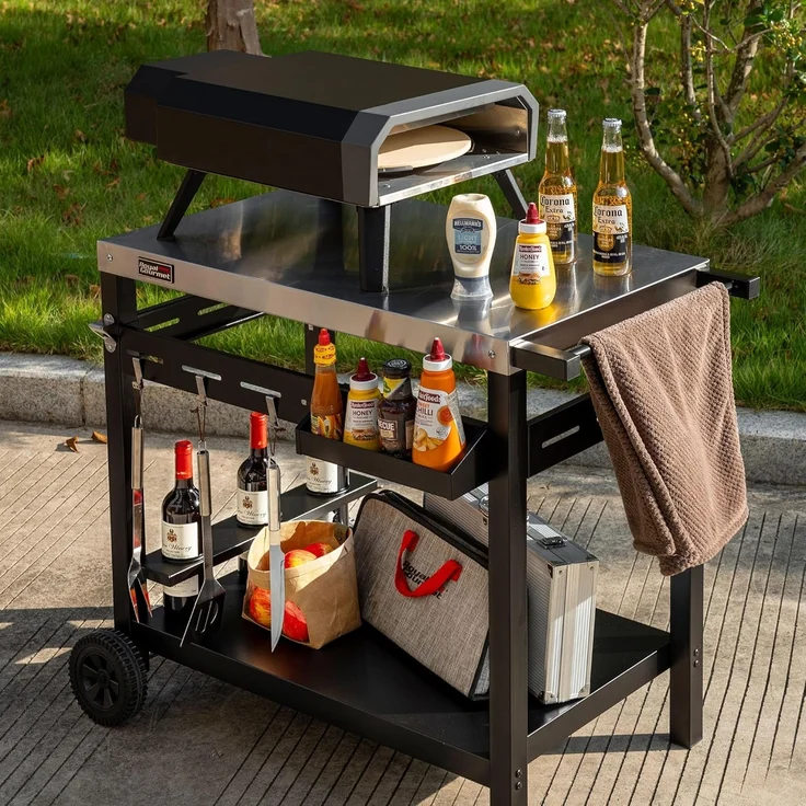 Royal Gourmet Servierwagen Grillwagen Rollwagen Outdoor Servierwagen Grilltisch, (1 St), mit Durchdachter Aufbewahrung, Robusten Rädern – Bild 9
