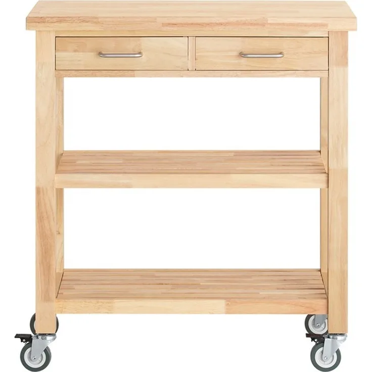 SoBuy FKW24-N Kücheninsel, Massivholz, Lackiert, Naturfarben, 80 x 90 x 40 cm