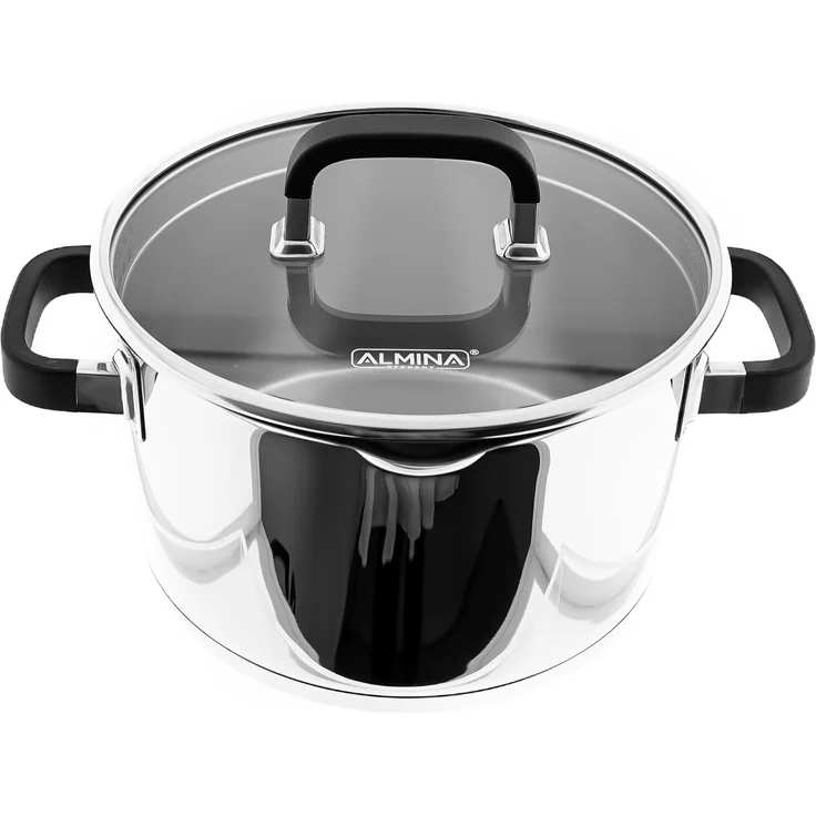 Hochwertiges Kochtopf aus Edelstahl mit Silikongriff und Glasdeckel in Silber 26 cm – Bild 3