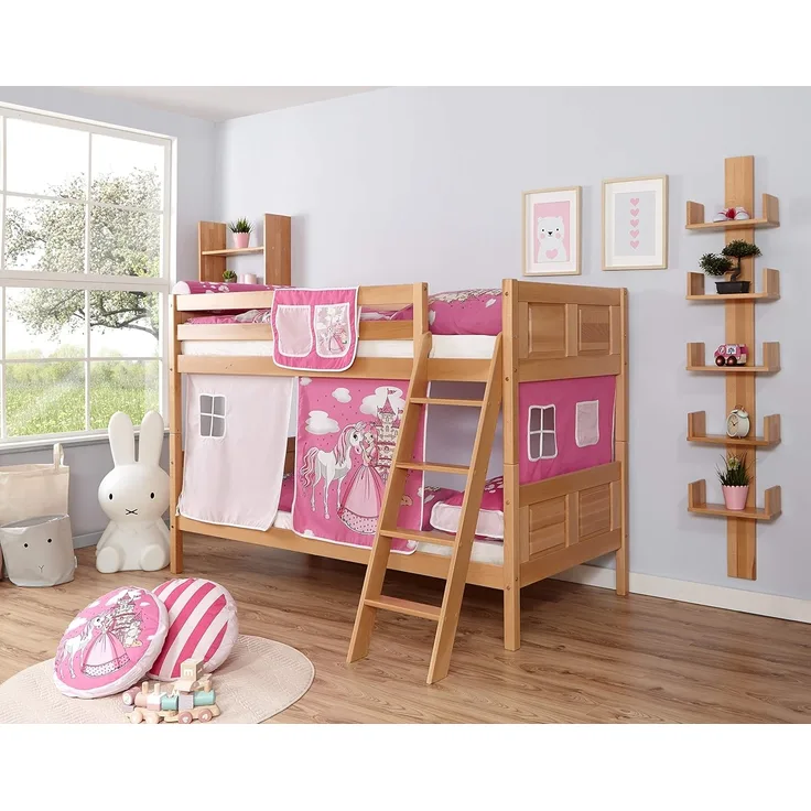 Etagenbett "Erni" Country 90x200 Buche massiv Natur