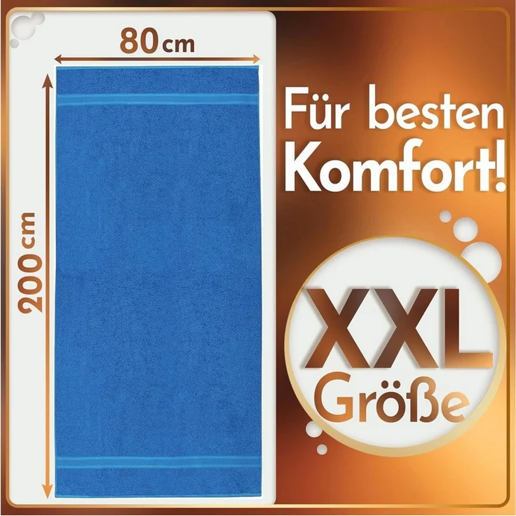 NatureMark Saunatuch Frottier Saunatücher 80x200cm, 100% Baumwolle (1-St), Premium Qualität SAUNATUCH Sauna-Handtuch, 80x200cm, Royal blau – Bild 3