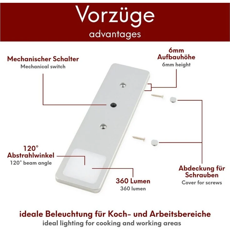 kalb LED Unterbauleuchte LED Unterbauleuchte Solid2, SET silbergrau, mech. Schalter, 3W, 4er Set neutralweiß, warmweiß/neutralweiß – Bild 4