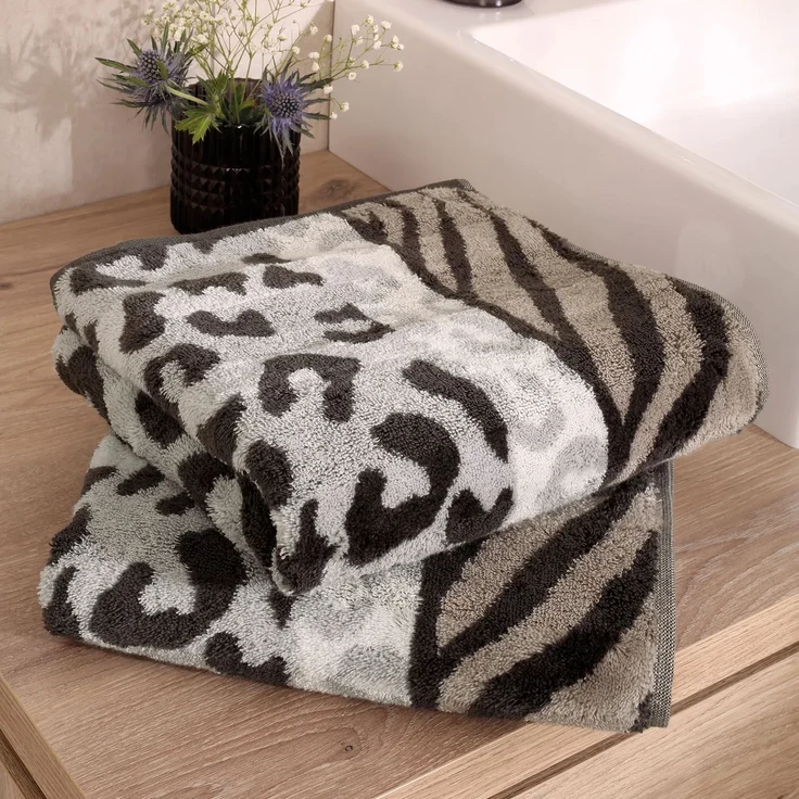 2 Stück Cawö Noblesse Animal Handtücher 1090-77 Leo Zebra grau 50x100 – Bild 3