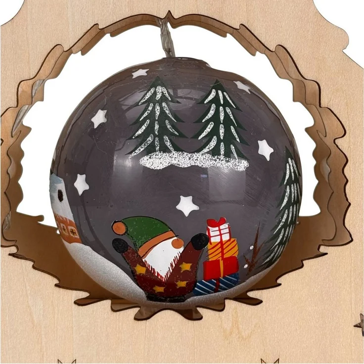 Online-Fuchs Weihnachtsfigur Tannenbaum mit LED-Beleuchtung & Timer - Weihnachtsdeko (warmweiß oder seichter Farbwechsel, Weihnachtsbaum), drehende Weihnachtskugel mit süßer Winterlandschaft – Bild 3