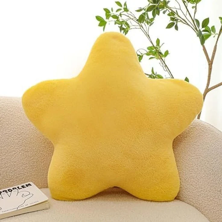 Kuschelkissen Kinder Sternkissen, Plüsch Kissen Dekokissen für kuschelecke kinderzimmer, Weiche Flauschige Sternform Zierkissen Sofakisse für Heimdekoration (Gelb,60cm) – Bild 1