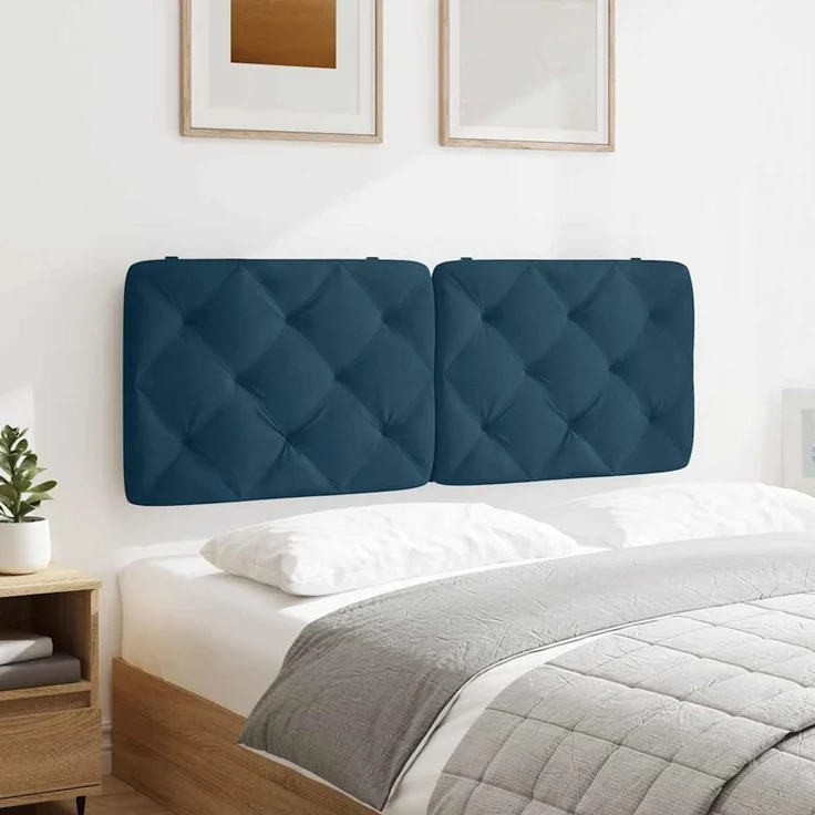 vidaXL Kopfteil-Kissen Blau 120 cm Samt – Bild 4