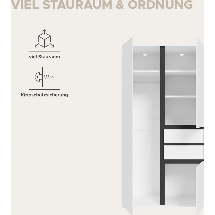 Falun Kleiderschrank 2-türig in weiß – Bild 8