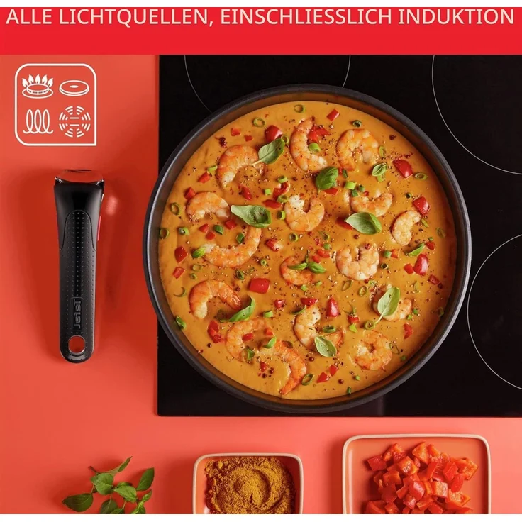 Tefal Topf-Set Tefal Ingenio Emotion Kochgeschirr, 13-teilig, Edelstahl, stapelbar, Edelstahl (13-tlg), Titanium X2 Beschichtung – Bild 6