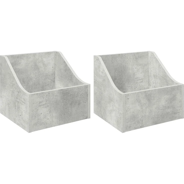 vidaXL LP Plattenbox 2 stk. Betongrau 37 x 33 x 32 cm Holzwerkstoff 8012769 – Bild 2